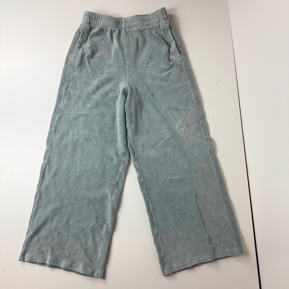 Asher Los Angeles Sage Green Corduroy Wide Leg Pants Elastic Waist Womens Medium